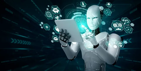 "Online teacher utilizing AI tools on a laptop to enhance lesson delivery and student engagement in a virtual classroom setting."