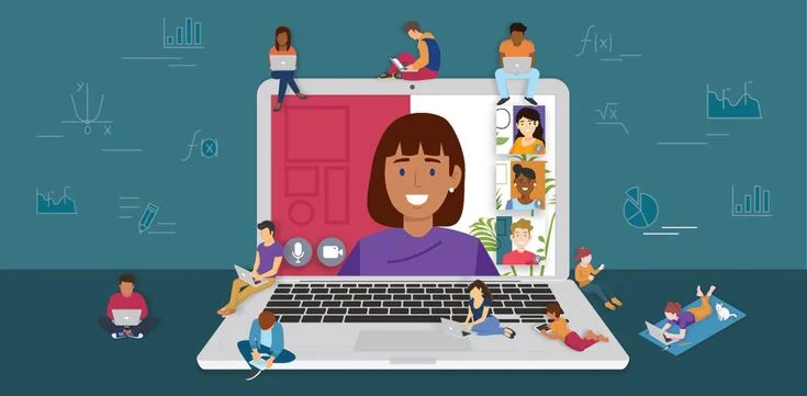 "Illustration of essential online teaching tools to support interactive and efficient virtual classrooms.