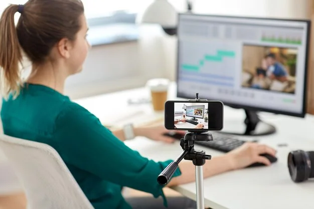 Teacher using engaging video content to enhance online learning.